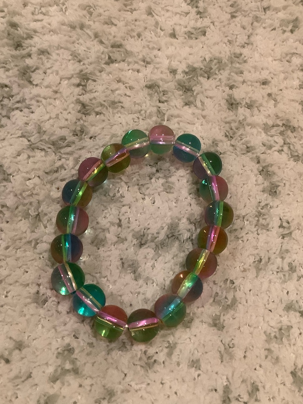 Iridescent Rainbow Beaded Stretchy Bracelet NWT 7”